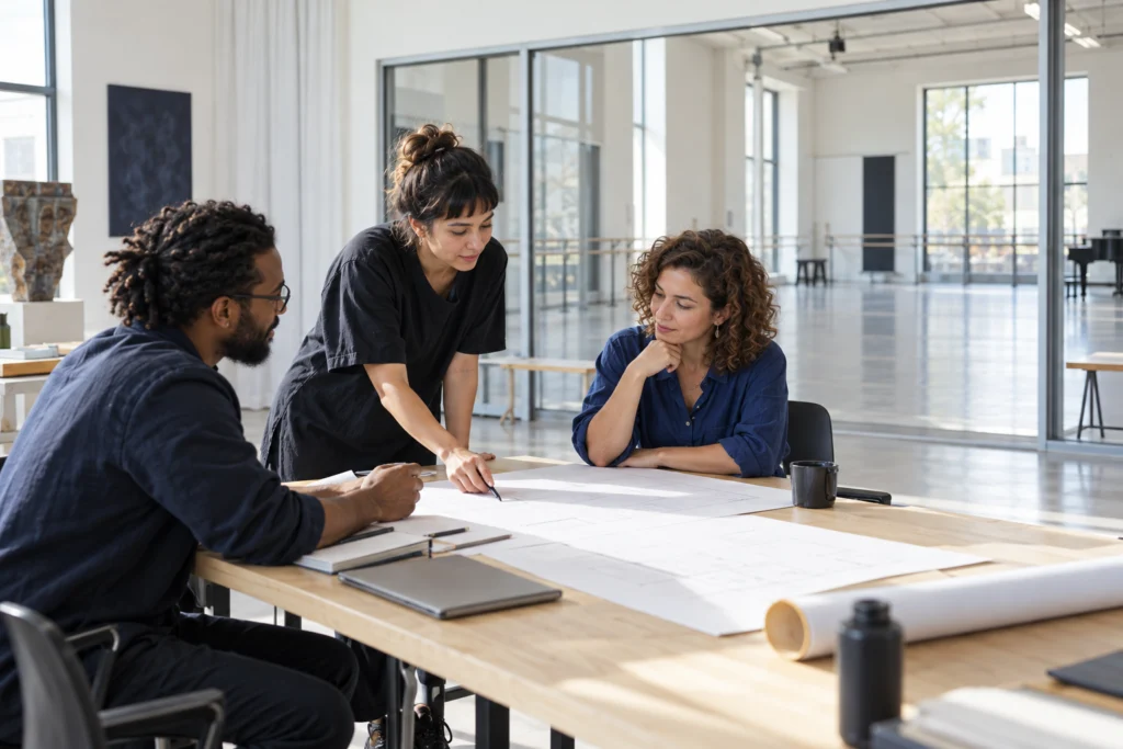 Cultural organisation team planning public digital services (AI-generated concept)