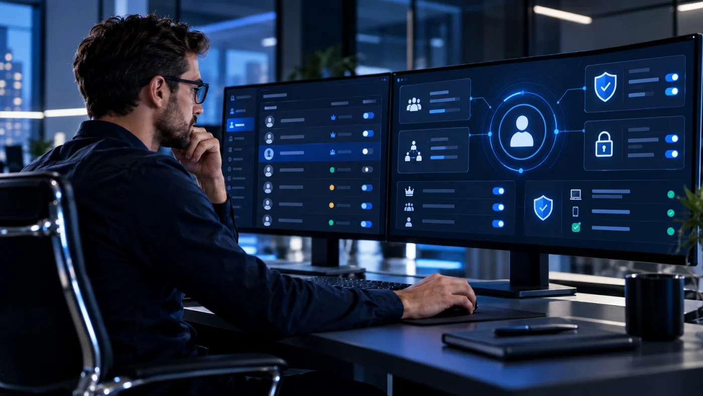 Security analyst reviewing privileged users and site administrator permissions