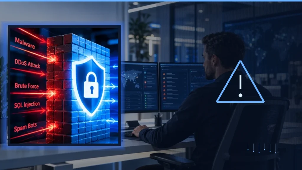 WordPress login protection against automated attacks — original Defendoria editorial illustration