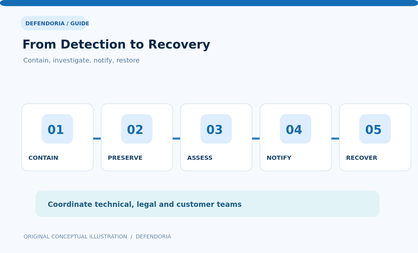Conceptual incident response workflow for a WooCommerce store with customer data concerns