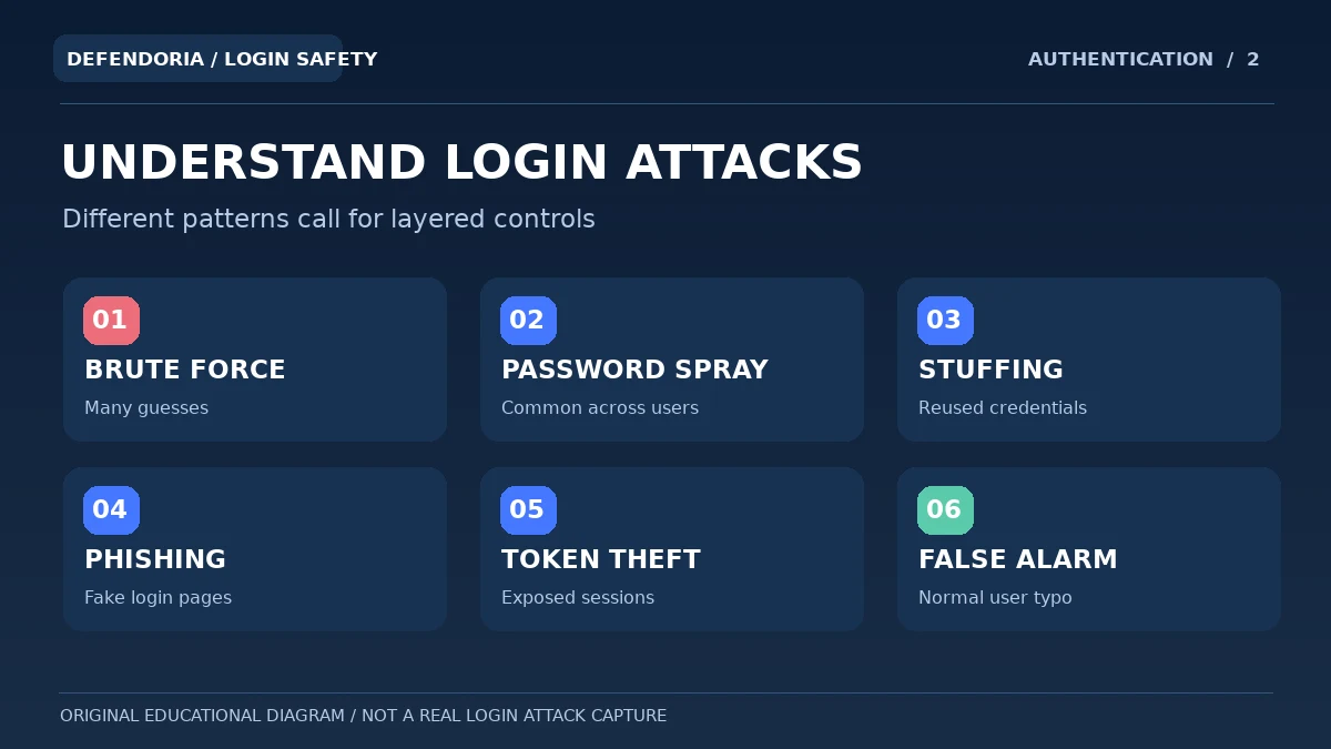 Original infographic comparing brute force, password spraying, credential stuffing and phishing